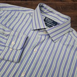 Polo Ralph Lauren Mens 16.5 Purple Stripe Regent Classoc Fit Button‎ Front Shirt